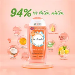 Femfresh Daily Wash 150ml - Dung dịch vệ sinh phụ nữ kháng khuẩn, khử mùi, mềm mại an toàn cho da, không chứa xà phòng.