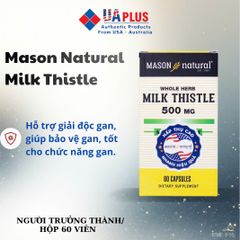 Viên uống bổ gan Mason Natural Milk Thistle 500mg - Hỗ trợ giải độc gan, bảo vệ chức năng gan (60 viên)