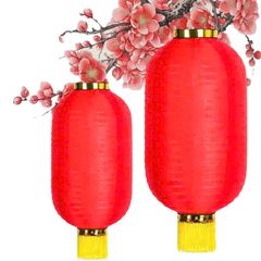Lồng Đèn Vải Lụa Đỏ Trang Trí Tết - Lồng Đèn Hình Trụ Tết Nguyên Đán Nhiều Kích Thước Dùng Trang Trí Tiệc Cưới, Sinh Nhật, Quán Café