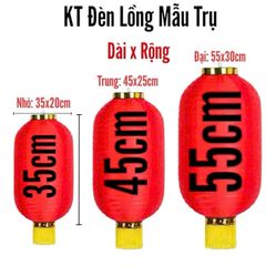 Lồng Đèn Vải Lụa Đỏ Trang Trí Tết - Lồng Đèn Hình Trụ Tết Nguyên Đán Nhiều Kích Thước Dùng Trang Trí Tiệc Cưới, Sinh Nhật, Quán Café