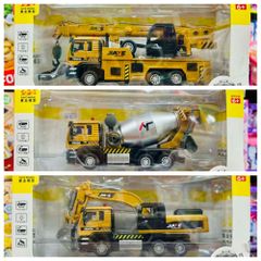 Xe ô tô công trình bằng sắt Jiaye 50113 50063 50083 - Bộ 3 xe cần cẩu, máy xúc, xe trộn bê tông có đèn và âm thanh cho trẻ em từ 3 tuổi trở lên