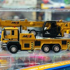 Xe ô tô công trình bằng sắt Jiaye 50113 50063 50083 - Bộ 3 xe cần cẩu, máy xúc, xe trộn bê tông có đèn và âm thanh cho trẻ em từ 3 tuổi trở lên