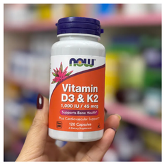 Viên uống Vitamin D3 K2 Now 120 viên - Tăng cường sức khỏe xương khớp và miễn dịch, hỗ trợ phát triển chiều cao cho trẻ em và người lớn