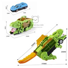 Xe Khủng Long Nuốt Xe Ô Tô Kèm Đường Trượt - Đồ Chơi Phát Triển Tư Duy Cho Bé Từ 3 Tuổi, Sáng Tạo Vận Động, Không Cần Pin