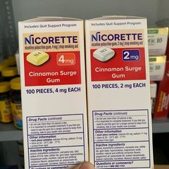 Kẹo Cao Su Nicorette Hỗ Trợ Cai Thuốc Lá - Hương Vị Quế, 2mg - Gói 100 Viên Giúp Kiểm Soát Cơn Thèm Thuốc Lá