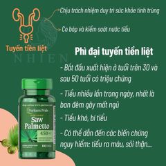 [Date 2028]Hỗ trợ đường tiết niệu và tuyến tiền liệt Saw Palmetto 450 mg Puritan’s Pride 501521