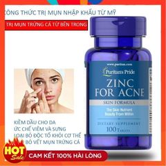 Viên uống bổ sung kẽm Puritan's Pride 100v giảm mụn, cải thiện làn da, làm đẹp da, hỗ trợ sức khỏe - 100 viên
