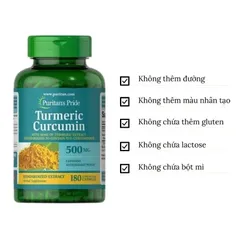 Viên uống tinh bột nghệ đẹp da, dạ dày và tiêu hoá Puritan's Pride Turmeric curcumin 500mg 60 viên