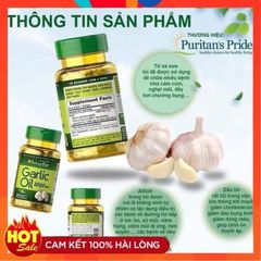 Viên uống tinh dầu tỏi không mùi Garlic Extract 1000mg 100v - Hỗ trợ sức khỏe tim mạch và tiêu hóa - Puritan's Pride