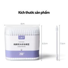 Hộp Tăm Bông 2 Đầu Xoắn Nhọn - 200 Chiếc Kháng Khuẩn - Vệ Sinh Tai, Mũi An Toàn, Tiện Lợi, 100% Bông Tự Nhiên