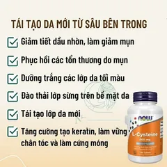 [Date 6/2027] Viên uống giảm mụn, dưỡng da, móng, tóc L-cysteine Now 500mg - Shop Songna