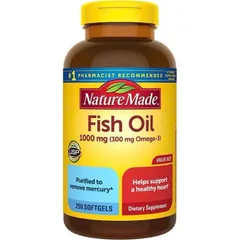 Dầu cá Nature Made Fish Oil 1000mg-1200mg (300mg . 360mg Omega-3) hỗ trợ sáng mắt, tim mạch, huyết áp trí não