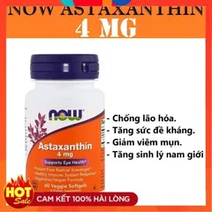 ASTAXANXIN viên chống oxy hoá Trẻ hoá cơ thể chống lão hoá NOW Astaxanthin 4mg - Shop Songna