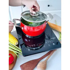Bếp từ đơn Arber AB301A - Bếp điện thông minh 2000W kèm chảo nấu lẩu, thiết kế sang trọng, bảng điều khiển cảm ứng, an toàn sử dụng.