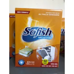 Viên rửa chén SOFISH 90 viên + Muối rửa 1,6Kg + Nước bóng 500ml - Giải pháp làm sạch nhanh chóng cho tất cả máy rửa chén