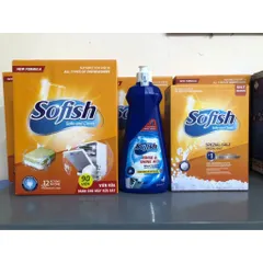 Viên rửa chén SOFISH 90 viên + Muối rửa 1,6Kg + Nước bóng 500ml - Giải pháp làm sạch nhanh chóng cho tất cả máy rửa chén