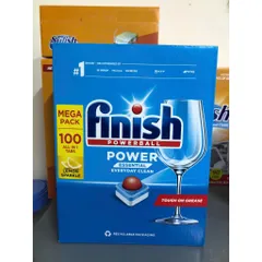 Viên Rửa Chén Finish 100 Viên - Muối Làm Mềm Nước 1,2Kg & Nước Làm Bóng 400ml - Dùng Cho Máy Rửa Chén Châu Âu