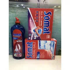 Combo 3 sản phẩm [Viên Rửa - Muối - Nước Bóng] Somat - Dùng cho các loại máy rửa chén - Xuất xứ Châu Âu