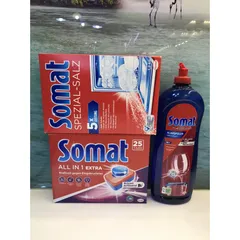 Combo 3 sản phẩm [Viên Rửa - Muối - Nước Bóng] Somat - Dùng cho các loại máy rửa chén - Xuất xứ Châu Âu
