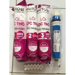 Combo 4 Lõi Thay Thế Mutosi 1234 cho Máy Lọc Nước - Lõi Đúc PP và Than Hoạt Tính, Bảo Vệ và Tăng Cường Chất Lượng Nước