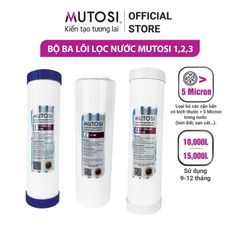 Bộ 3 Lõi Lọc Nước 123 Mutosi Chính Hãng - Loại Bỏ Tạp Chất, Bùn, Tảo Rong Rêu, Cát Cho Nguồn Nước Sạch