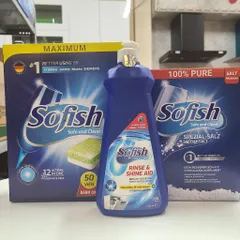Viên Rửa Bát SOFISH 50 Viên + Muối Rửa & Nước Bóng 500ml - Hàng Chính Hãng Dành Cho Máy Rửa Chén Bosch, Teka, Hafele, Chefs