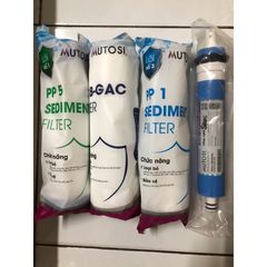 Bộ 4 Lõi Lọc Nước 1234 Mutosi - Thay Thế Cho Máy Lọc Nước Mutosi, Kangaroo, Karofi, Jenpec - Chính Hãng, Tiêu Chuẩn NFS/ANSI 58