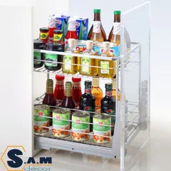 Kệ Gia Vị Inox 304 Tầng Đôi Thông Minh - Giá Đựng Chai Lọ Tiện Lợi, Sang Trọng và Bền Bỉ cho Bếp Hiện Đại
