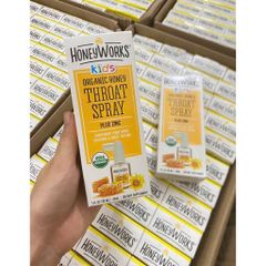 Xịt Họng Keo Ong Organic HoneyWorks Cho Bé Từ 1 Tuổi - Hỗ Trợ Giảm Ho và Kháng Khuẩn 30ml