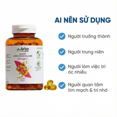 Viên Uống Dầu Cá Arkopharma Omega 3 - Hỗ Trợ Tim Mạch, Bổ Não và Cải Thiện Thị Lực - Hộp 180 Viên
