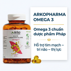 Viên Uống Dầu Cá Arkopharma Omega 3 - Hỗ Trợ Tim Mạch, Bổ Não và Cải Thiện Thị Lực - Hộp 180 Viên