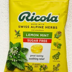 Kẹo ngậm ho Ricola không đường Lemon Mint 105 viên - Giúp làm dịu họng tự nhiên, sản phẩm chất lượng từ Mỹ