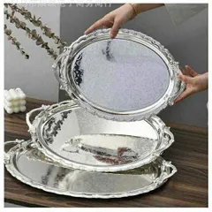 Khay Phục Vụ Dáng Oval Thép Không Gỉ Sang Trọng - Decor Đẹp, Dễ Vệ Sinh, Món Đồ Độc Đáo Cho Bàn Tiệc