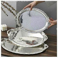 Khay Phục Vụ Dáng Oval Thép Không Gỉ Sang Trọng - Decor Đẹp, Dễ Vệ Sinh, Món Đồ Độc Đáo Cho Bàn Tiệc