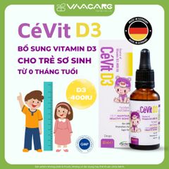 Giọt Vitamin D3 CéVit - Hỗ trợ xương chắc khỏe cho bé từ 0-8 tuổi, bổ sung đề kháng, xuất xứ Đức, dễ sử dụng