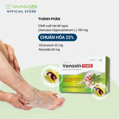 Viên Hỗ Trợ Giảm Suy Giãn Tĩnh Mạch Venaxin FORTE - Sản Phẩm Bảo Vệ Sức Khỏe Hỗ Trợ Lưu Thông Máu, Nhập Khẩu Nguyên Hộp