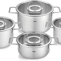 Bộ Nồi Fissler Pure Collection 4 Món Inox Cao Cấp, Nắp Kính, Được Sản Xuất Tại Đức - Dụng Cụ Nấu Ăn Đa Năng, An Toàn cho Mọi Loại Bếp