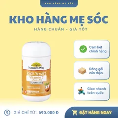 Viên Nhai Bổ Sung Vitamin C + Kẽm + D3 Nature’s Way cho Bé - Hỗ Trợ Miễn Dịch, Vị Cam Ngon, Nhập Khẩu Úc, Dành Cho Trẻ Từ 2 Tuổi