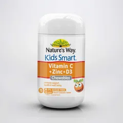 Viên Nhai Bổ Sung Vitamin C + Kẽm + D3 Nature’s Way cho Bé - Hỗ Trợ Miễn Dịch, Vị Cam Ngon, Nhập Khẩu Úc, Dành Cho Trẻ Từ 2 Tuổi