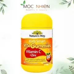 Kẹo dẻo Vitamin C + Kẽm Nature's Way Kids Smart Vita Gummies - Tăng cường sức đề kháng cho trẻ em, chai 60 viên nhai hương trái cây