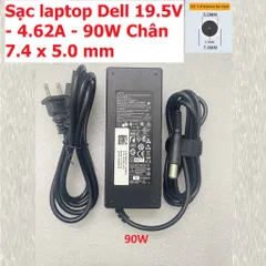 Sạc laptop Dell 90W 19.5V - 4.62A với chân 7.4 x 5.0 mm - Phụ kiện chính hãng mới 100% - Bao gồm dây nguồn và hộp đựng