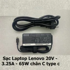 Sạc Laptop Lenovo 20V 3.25A 65W Chính Hãng Chân Type C - Adapter USB-C Tương Thích Với ThinkPad Yoga Miix 720 730 920 940