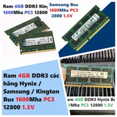 Ram Laptop 4GB DDR3 Hynix/Samsung/Kington 1600MHz PC3-12800 1.5V - Bảo Hành 36 Tháng, Dùng Cho Laptop & Macbook