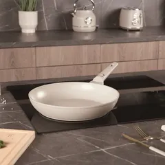 Chảo Rán Berlinger Haus 24cm Màu Kem - Sahara Collection, Chống Dính TitanPro, Đế Cảm Ứng Tiết Kiệm Năng Lượng, Phù Hợp Mọi Loại Bếp