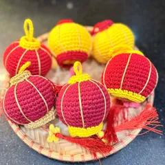 Đèn Lồng Mini Trang Trí Tết - Đèn Lồng Thủ Công Bằng Len Đỏ Vàng Hoạt Hình Chiếc Đèn Lồng Rực Rỡ cho Không Gian Ấm Áp
