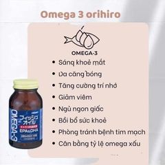 Viên uống dầu cá Orihiro Omega-3 Nhật Bản 180 viên - Bổ mắt, tăng cường trí nhớ và sức khỏe não bộ, bảo vệ đôi mắt hiệu quả