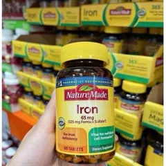 [Date 2028] Viên uống bổ máu bổ sung sắt iron Nature Made 65mg