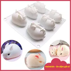 Khuôn Silicone Hình Thỏ & Heo - Làm Pudding, Thạch Rau Câu, Nến Thơm - Dễ Dàng Lấy Thành Phẩm, Đồ Gia Dụng Thông Minh