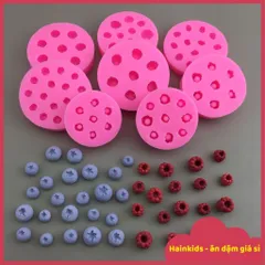 Khuôn Silicon Hình Trái Mâm Xôi và Việt Quất 3D - Dụng Cụ Làm Bánh DIY Trang Trí Bánh Mousse và Pudding Tại Nhà