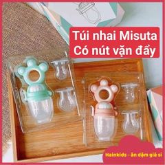 Túi Nhai Ăn Dặm Chống Hóc MISUTA - Bộ 3 Múm Silicon An Toàn, Dùng Cho Bé Từ 4 Tháng Tuổi - Giúp Bé Thoải Mái Khi Ăn Dặm
